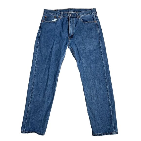 Levi's 505 Jean Men 36W‎ 30L Blue Denim Classic Straight Leg - Picture 1 of 11